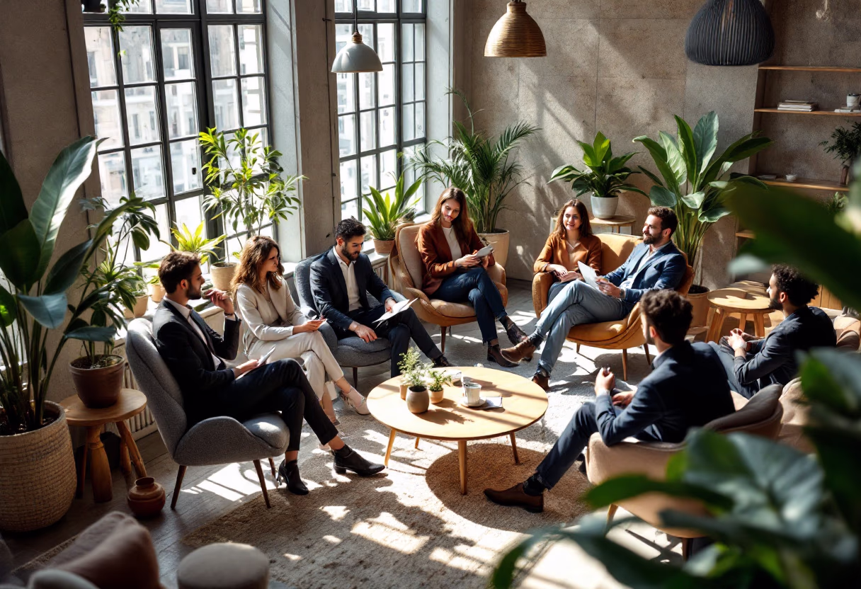 professionals discussing integrated accounting platforms at a business event